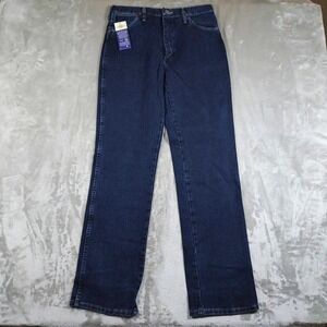 Wrangler Slim Fit Jeans Mens 32x32 Blue Night Canyon Cowboy Cut Gold Buckle New